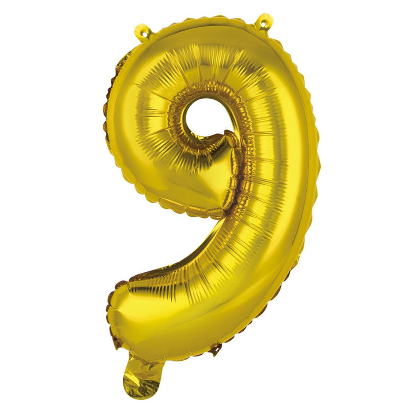 Numeral Foil Balloon 35cm Gold - 9