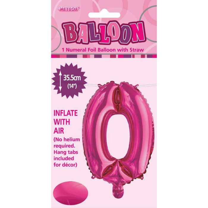 Numeral Foil Balloon 35cm Hot Pink - 0