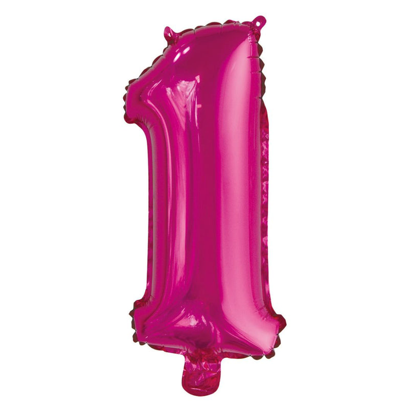 Numeral Foil Balloon 35cm Hot Pink - 1