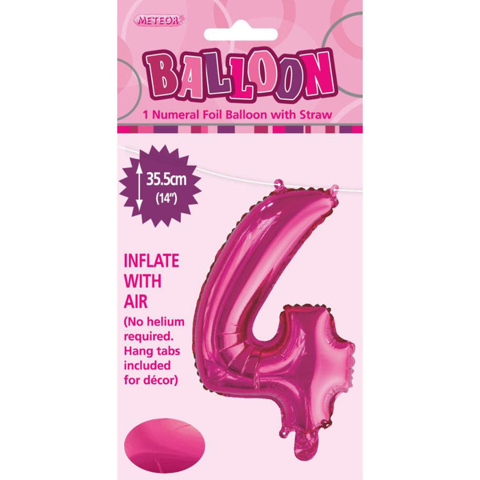 Numeral Foil Balloon 35cm Hot Pink - 4