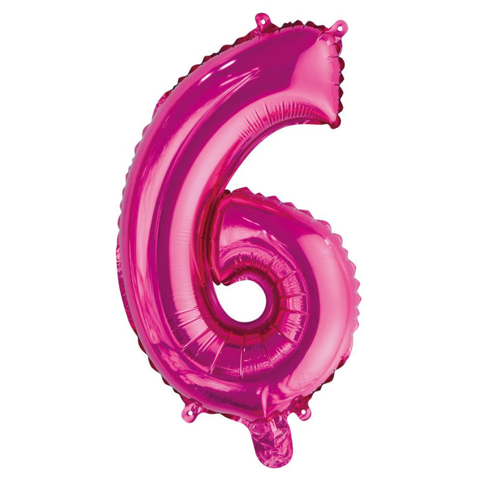 Numeral Foil Balloon 35cm Hot Pink - 6