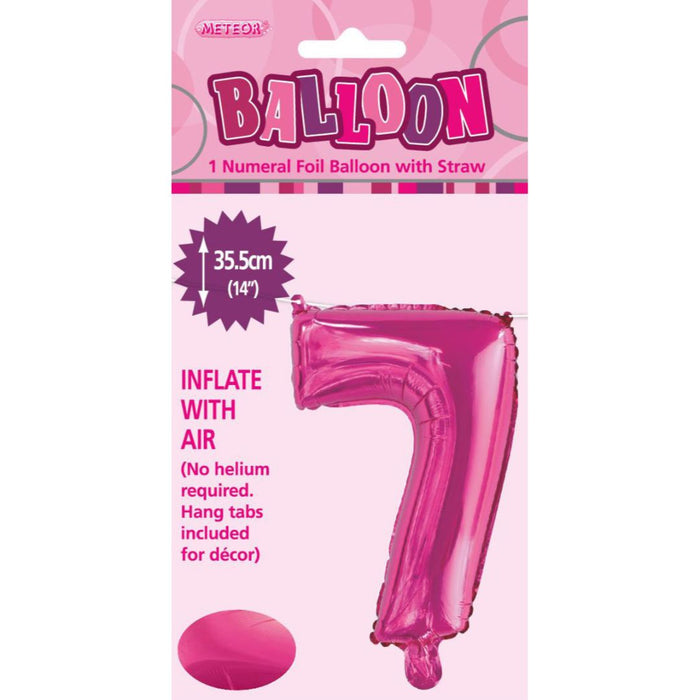 Numeral Foil Balloon 35cm Hot Pink - 7