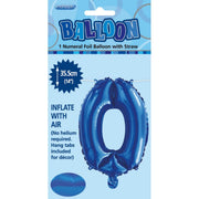 Numeral Foil Balloon 35cm Royal Blue - 0 – thumbnail