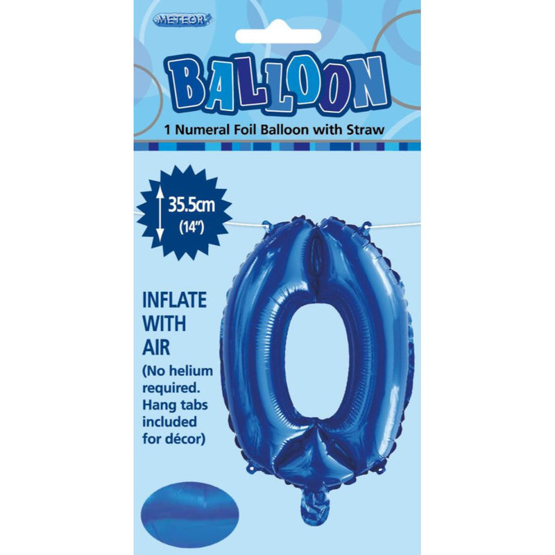 Numeral Foil Balloon 35cm Royal Blue - 0