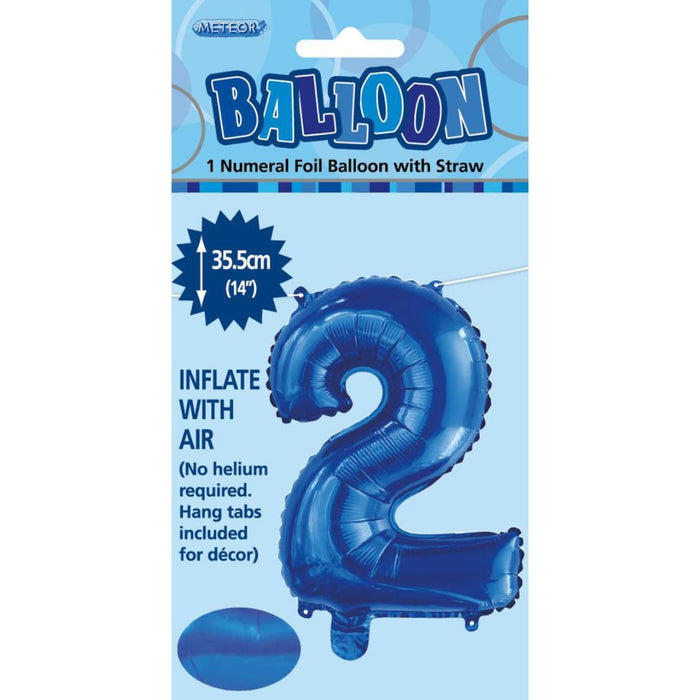 Numeral Foil Balloon 35cm Royal Blue - 2