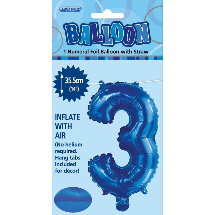 Numeral Foil Balloon 35cm Royal Blue - 3