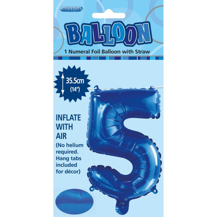 Numeral Foil Balloon 35cm Royal Blue - 5