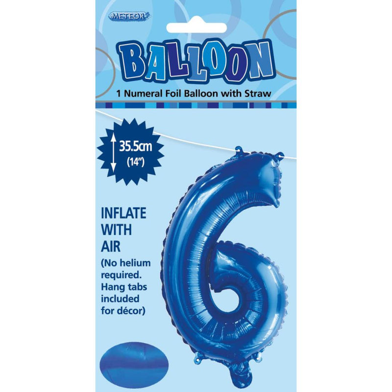 Numeral Foil Balloon 35cm Royal Blue - 6