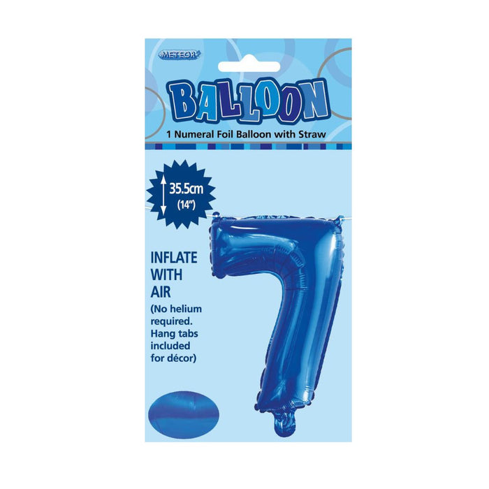 Numeral Foil Balloon 35cm Royal Blue - 7