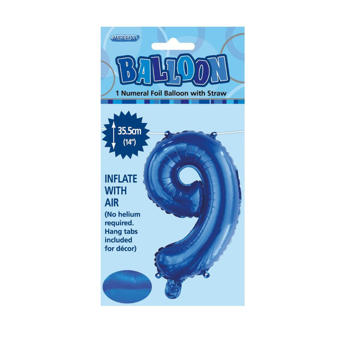 Numeral Foil Balloon 35cm Royal Blue - 9