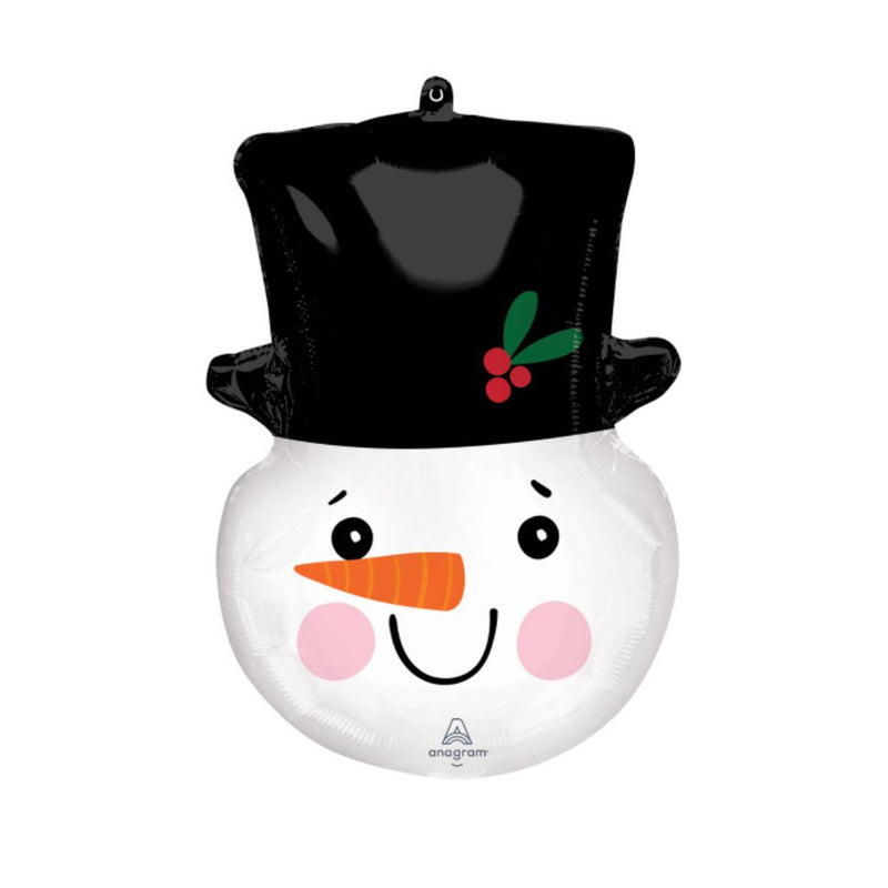 Smiley Snowman Head Super Shape Foil Balloon