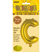 Alphabet Foil Balloon 35cm Gold - C – thumbnail