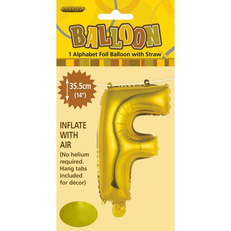 Alphabet Foil Balloon 35cm Gold - F