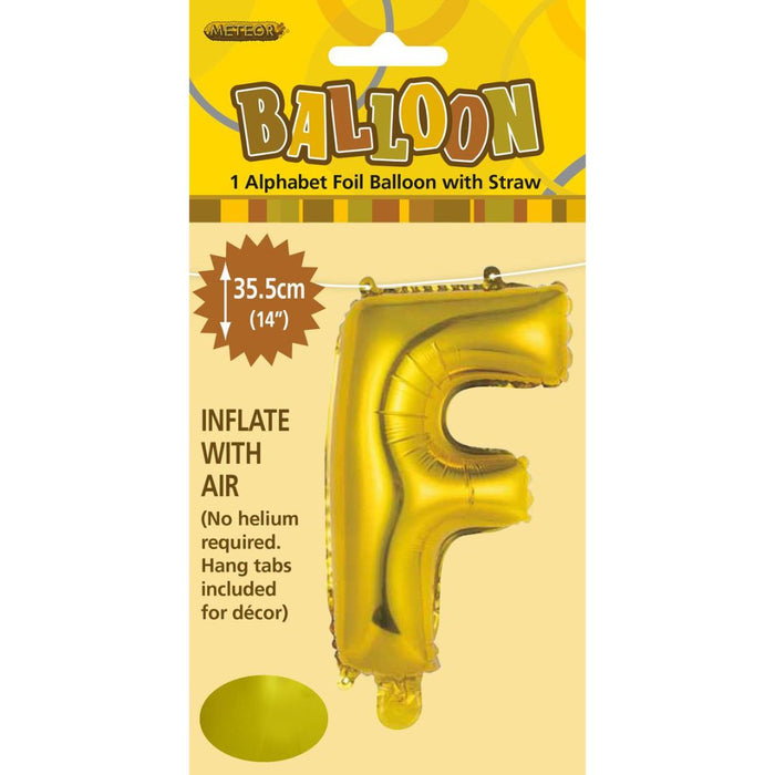Alphabet Foil Balloon 35cm Gold - F