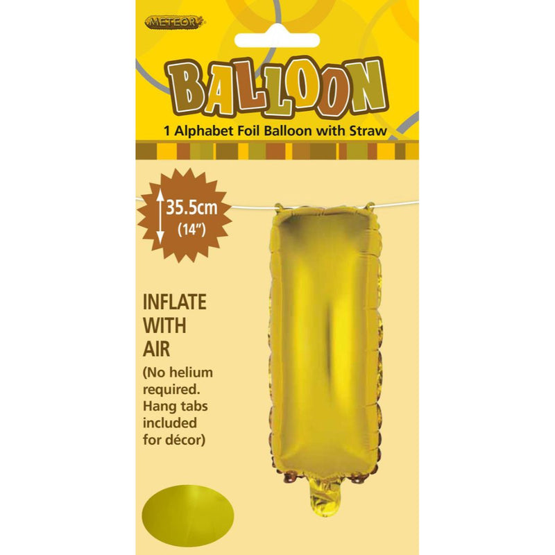 Alphabet Foil Balloon 35cm Gold - I