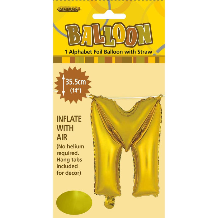 Alphabet Foil Balloon 35cm Gold - M