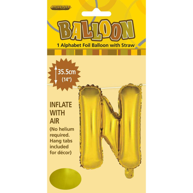 Alphabet Foil Balloon 35cm Gold - N