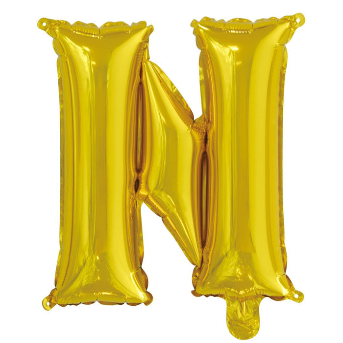 Alphabet Foil Balloon 35cm Gold - N