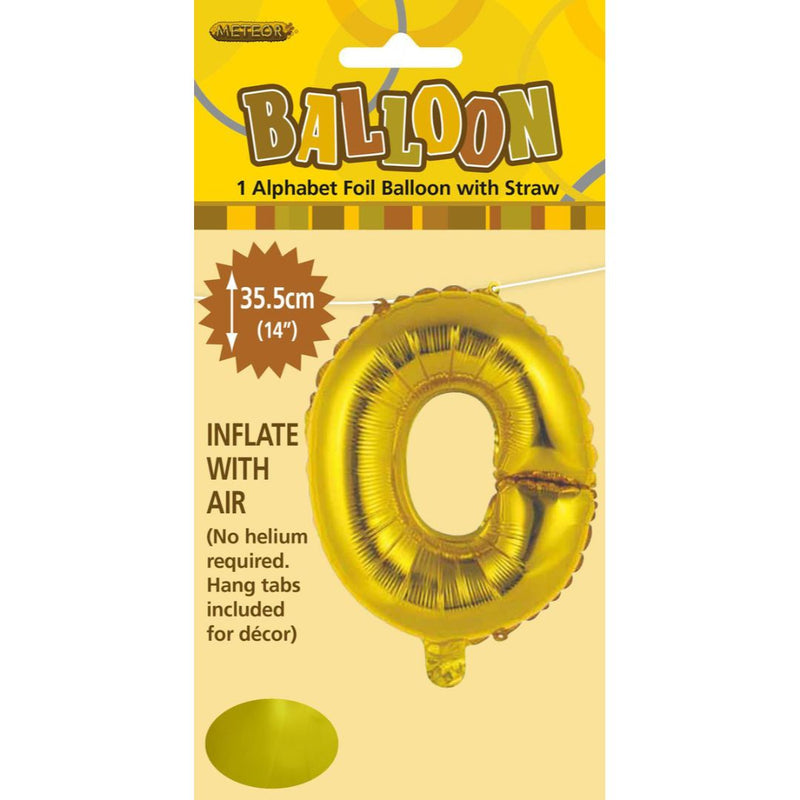 Alphabet Foil Balloon 35cm Gold - O