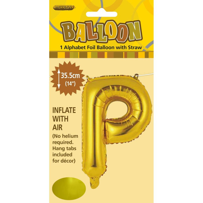 Alphabet Foil Balloon 35cm Gold - P