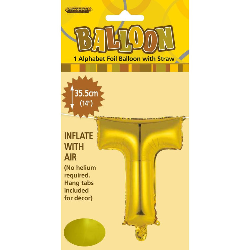 Alphabet Foil Balloon 35cm Gold - T