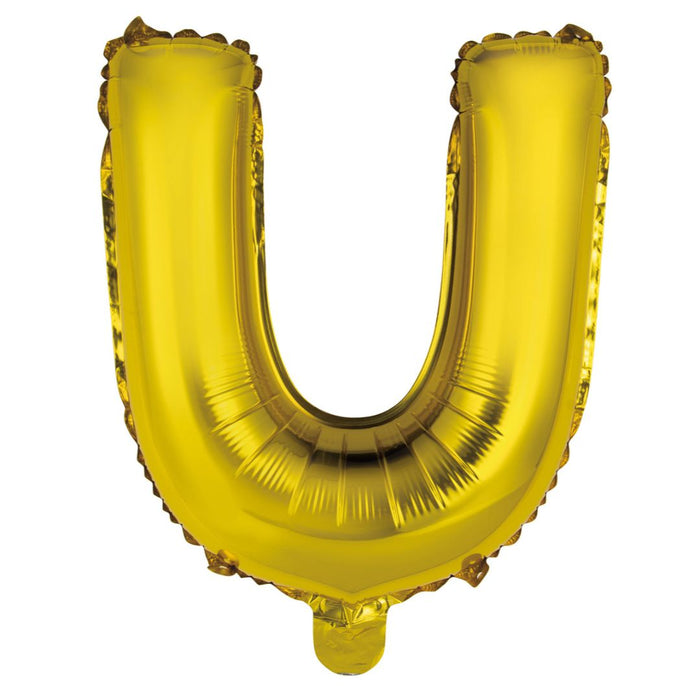 Alphabet Foil Balloon 35cm Gold - U