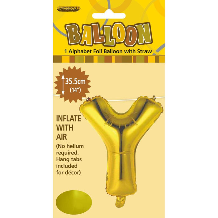Alphabet Foil Balloon 35cm Gold - Y