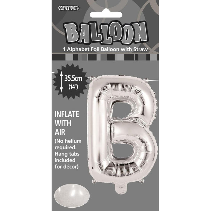 Alphabet Foil Balloon 35cm Silver - B