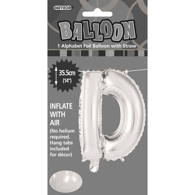 Alphabet Foil Balloon 35cm Silver - D