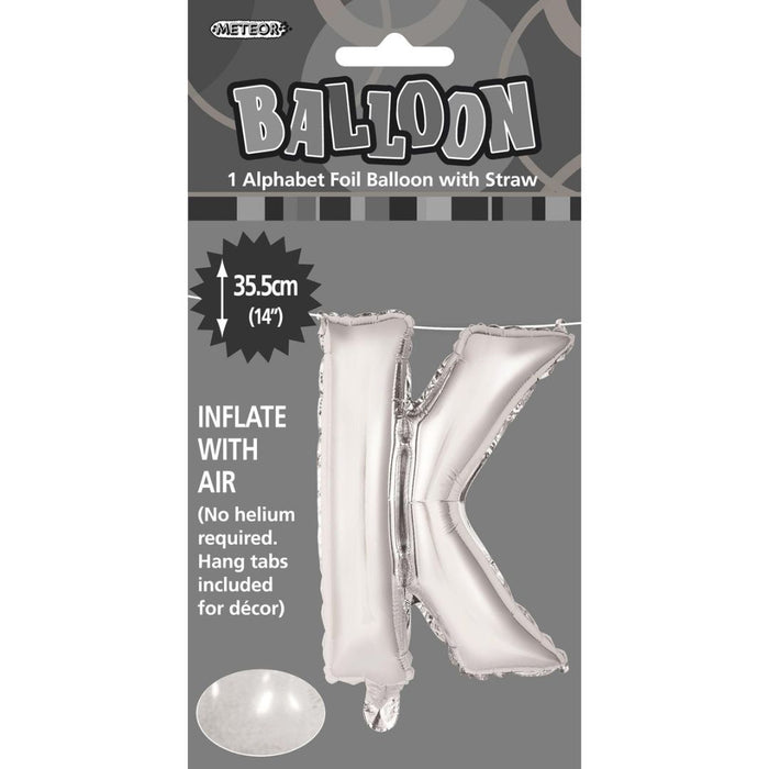Alphabet Foil Balloon 35cm Silver - K