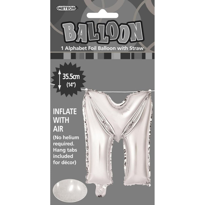 Alphabet Foil Balloon 35cm Silver - M