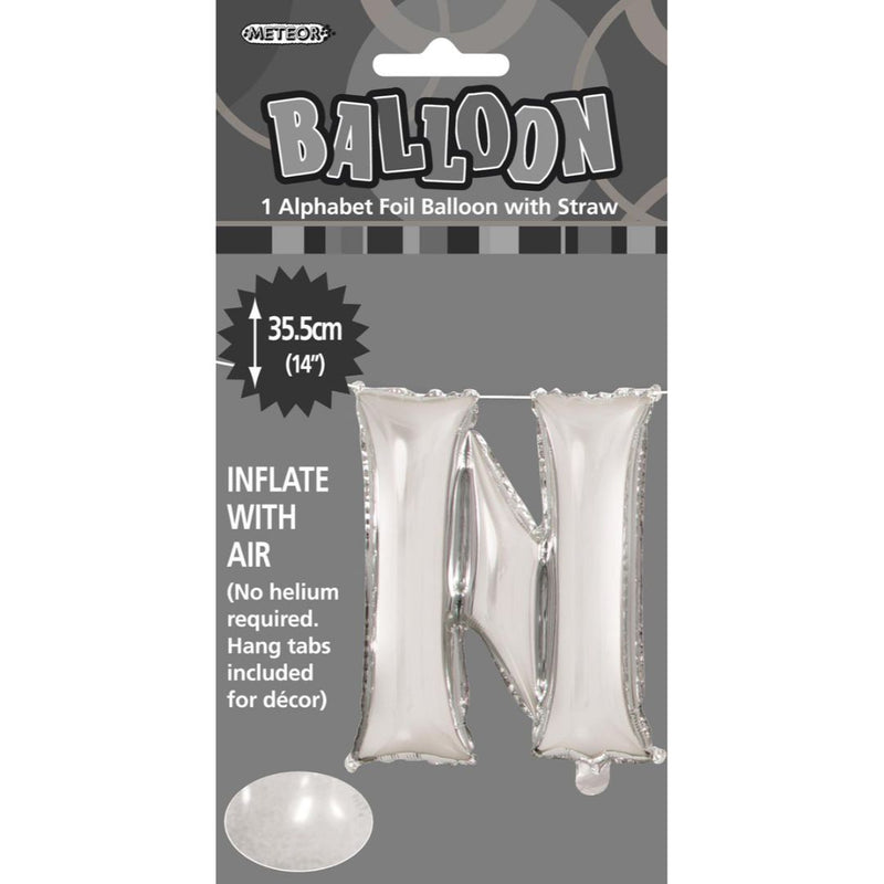 Alphabet Foil Balloon 35cm Silver - N