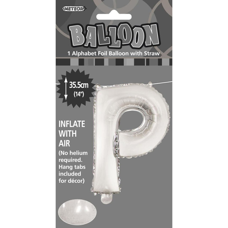 Alphabet Foil Balloon 35cm Silver - P