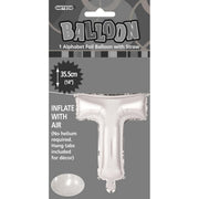 Alphabet Foil Balloon 35cm Silver - T – thumbnail