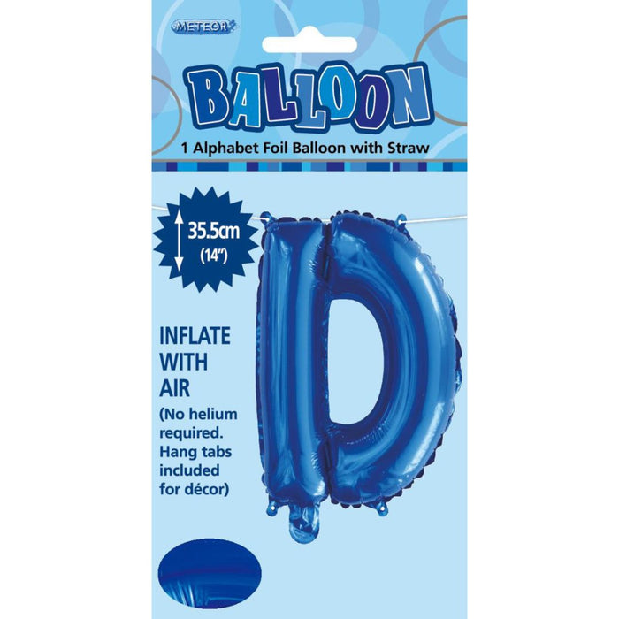 Alphabet Foil Balloon 35cm Royal Blue - D
