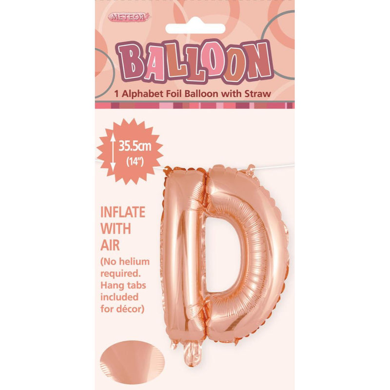 Alphabet Foil Balloon 35cm Rose Gold - D