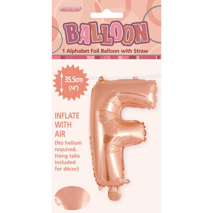 Alphabet Foil Balloon 35cm Rose Gold - F