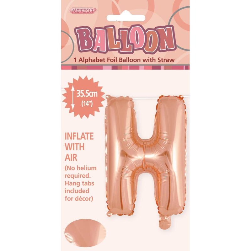 Alphabet Foil Balloon 35cm Rose Gold - H