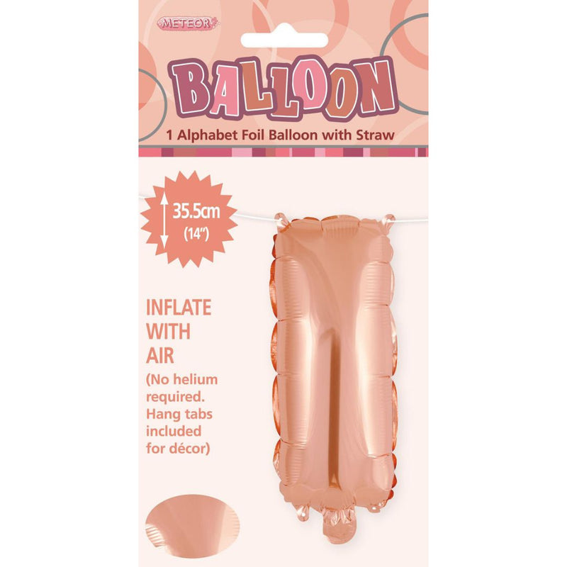 Alphabet Foil Balloon 35cm Rose Gold - I