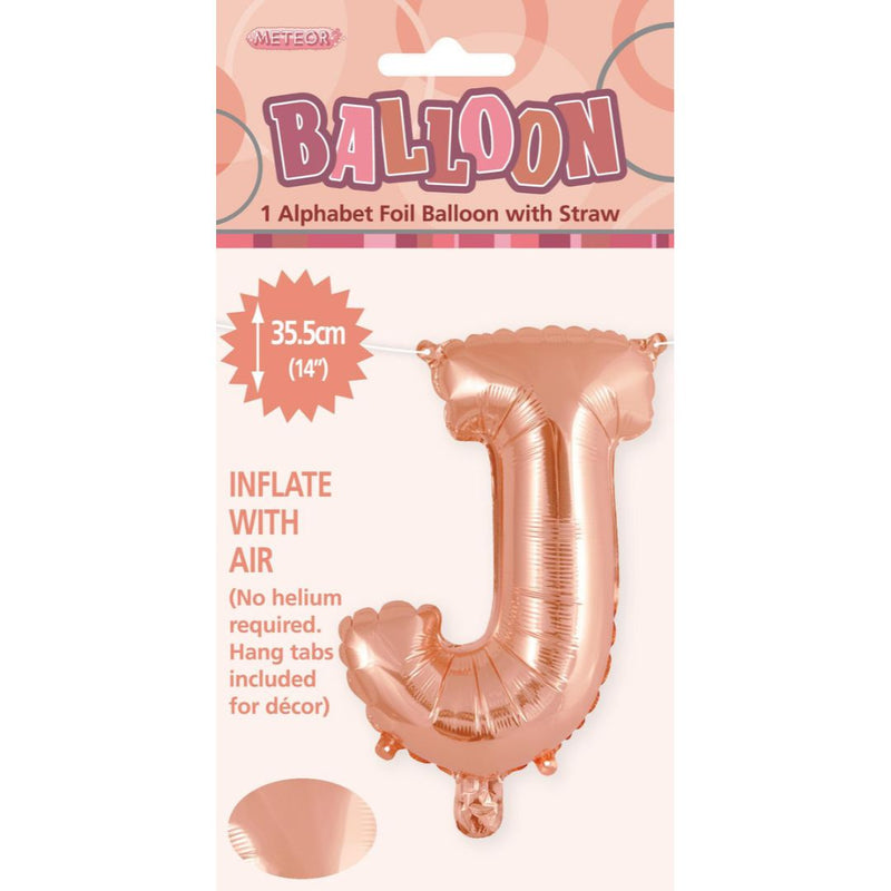 Alphabet Foil Balloon 35cm Rose Gold - J