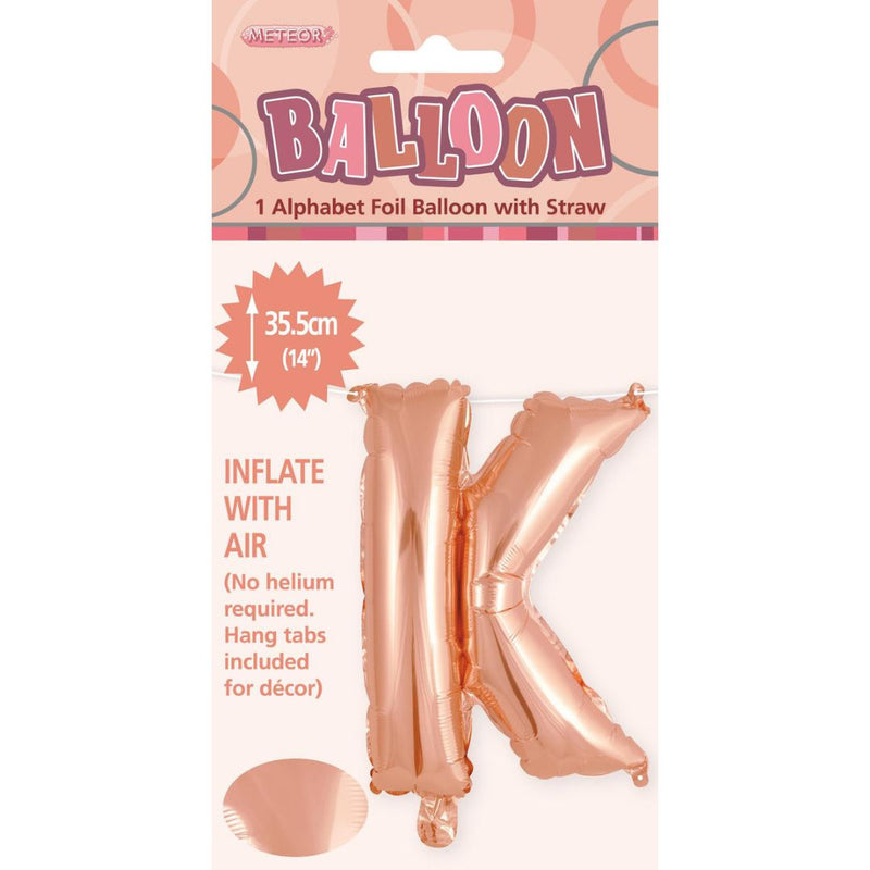 Alphabet Foil Balloon 35cm Rose Gold - K