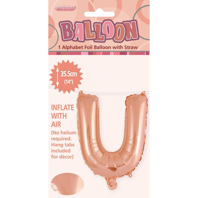 Alphabet Foil Balloon 35cm Rose Gold - U
