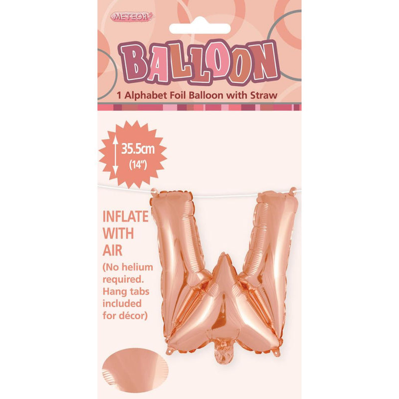 Alphabet Foil Balloon 35cm Rose Gold - W