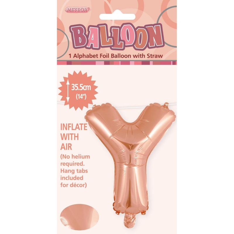 Alphabet Foil Balloon 35cm Rose Gold - Y