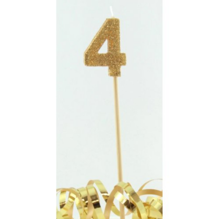 Candle Gold Glitter Long Stick #4