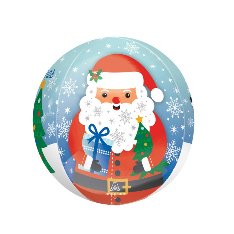 Snowy Merry Christmas Santa Orbz Foil Balloon XL