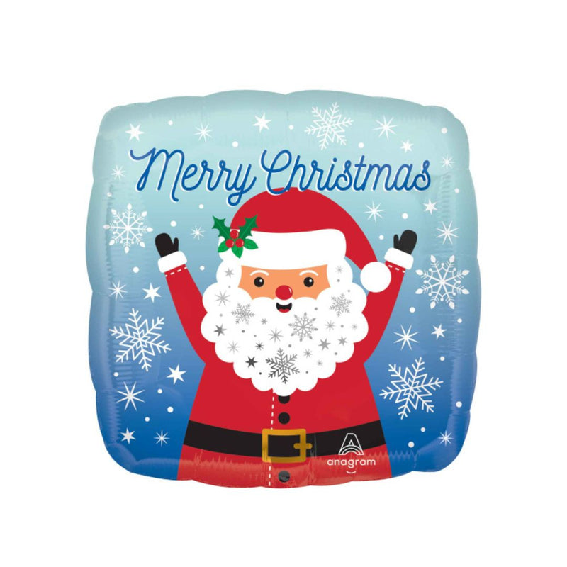 Snowy Merry Christmas Santa  Foil Balloon 45cm