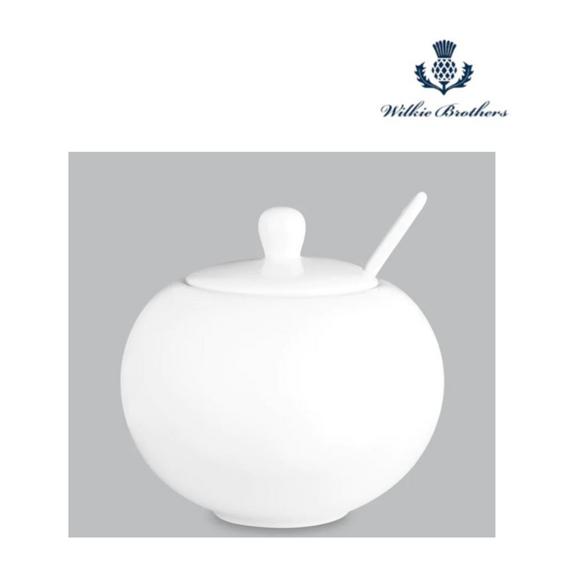 Wilkie Brothers Round Sugar Bowl with Spoon 500ml - New Bone Porcelain