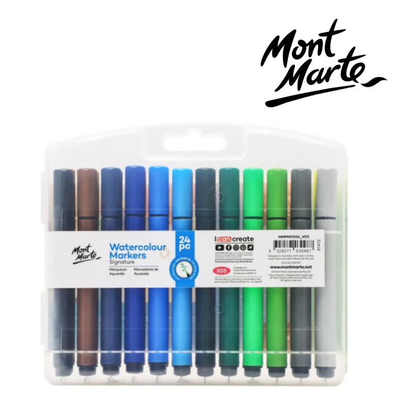 MM Watercolour Markers 24pc Tri Grip in Case