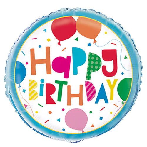 Happy Birthday Colorful Foil Balloon 45cm